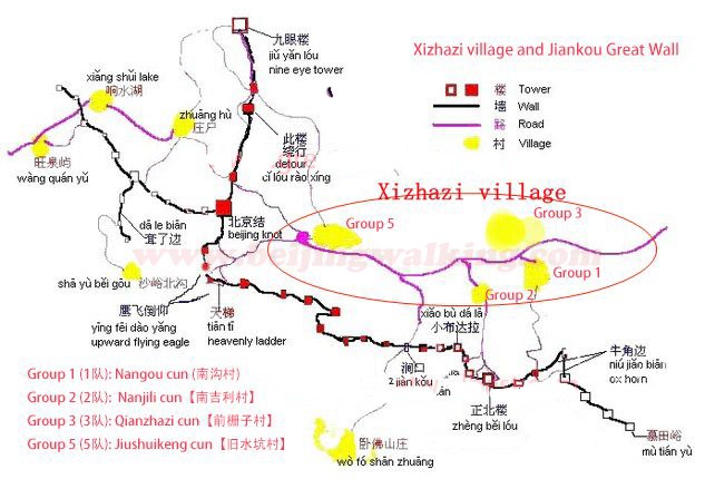 Jiankou to Mutianyu map